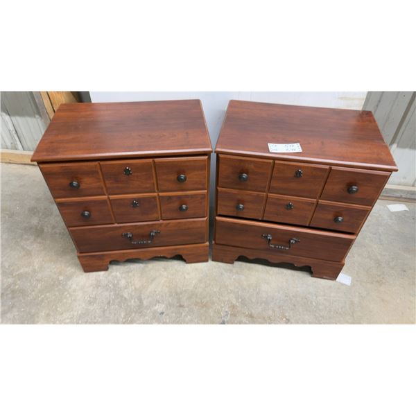Pair of Faux Cherry Nightstands with 2 Drawers 23 x 26 x 16
