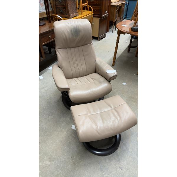 Stressless by Ekornes Leather Recliner Chair with Matching Ottoman