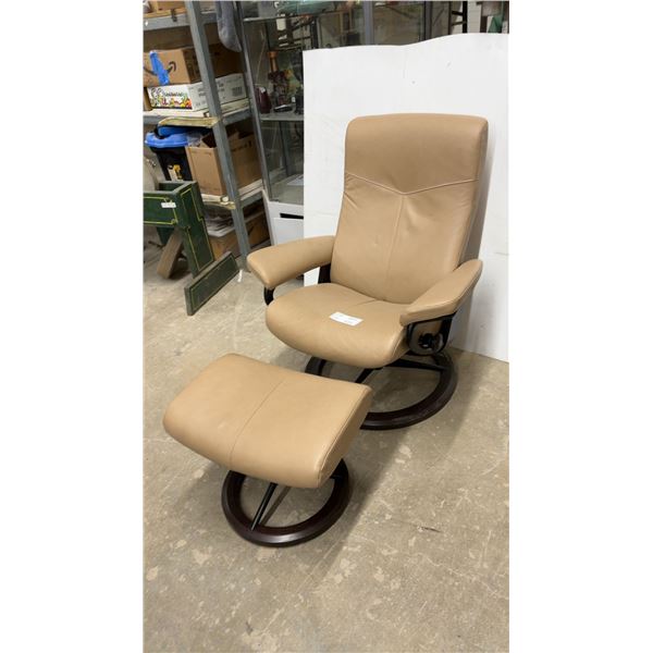 Stressless by Ekornes Leather Recliner Chair and Ottoman with Classic Base