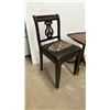 Image 2 : Mahogany Lyre Back Chair with Needlepoint Seat and Leather Top Duncan Fyfe Pedestal Table