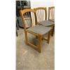 Image 2 : Set of Four Oak Spindle-Back Dining Chairs with Gray Upholstered Seats
