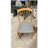 Image 3 : Set of Four Oak Spindle-Back Dining Chairs with Gray Upholstered Seats