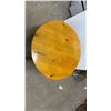 Image 2 : Round Pine Coffee Table with Crossed Leg Base 35 x 22