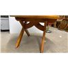 Image 3 : Round Pine Coffee Table with Crossed Leg Base 35 x 22