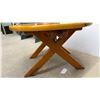 Image 4 : Round Pine Coffee Table with Crossed Leg Base 35 x 22