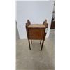 Image 1 : Antique Wooden Smoking Stand with Cabinet Door and Turned Legs 28 x 13 x 10"