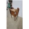 Image 2 : Antique Wooden Smoking Stand with Cabinet Door and Turned Legs 28 x 13 x 10"