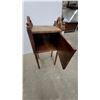 Image 5 : Antique Wooden Smoking Stand with Cabinet Door and Turned Legs 28 x 13 x 10"