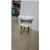 Image 1 : White Round End Table with Open Shelf and Built-In Charging Port 24" Hgt.15" Diameter
