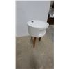 Image 3 : White Round End Table with Open Shelf and Built-In Charging Port 24" Hgt.15" Diameter