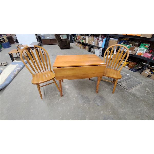 Drop-Leaf Table with Two Windsor Style Chairs 42 x 36 x 30"