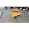 Image 1 : Heywood-Wakefield Mid-Century Modern Blonde Maple Two-Tier Side Table 22 x 22 x 29"
