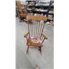 Image 2 : Windsor Style Spindle Back Wooden Rocking Chair with Contoured Seat and Curved Armrests