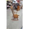 Image 3 : Windsor Style Spindle Back Wooden Rocking Chair with Contoured Seat and Curved Armrests