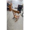 Image 4 : Windsor Style Spindle Back Wooden Rocking Chair with Contoured Seat and Curved Armrests