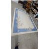 Image 1 : Floral Area Rug with Blue Border and Cream Center 144 x 104"