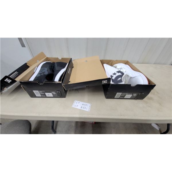 2 New pairDC Men'sShoes Size 16, Net in Black/Grey and Court Graffik Se in White