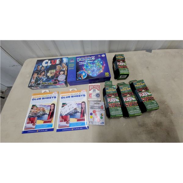 Clue Board Game, Eurographics Puzzle Glue Sheets, Coghlan's 3-in-1 Game Roll, and More