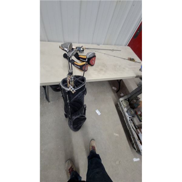 TaylorMade r7 460 Driver, Fairway Woods with Headcovers, Golf Bag, and Fishing Rod Combo