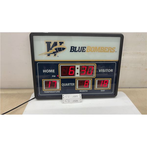 Winnipeg Blue Bombers Digital Scoreboard Clock with Temperature and Date Display, 14 1/2 x 19