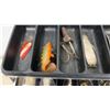 Image 6 : Vintage Metal Tackle Box with Fishing Lures, Zebco 404 Reel, Holiday Phonograph, and More