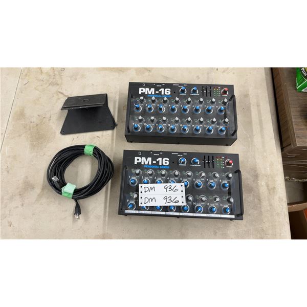 Elite Core PM-16 Personal Mixer Pair with Network Cable and Mounting Bracket, No Power Cords