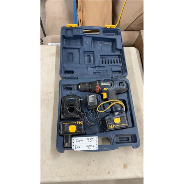 Mastercraft 54-2972-6 14.4V Cordless Drill with Two Batteries and Charger