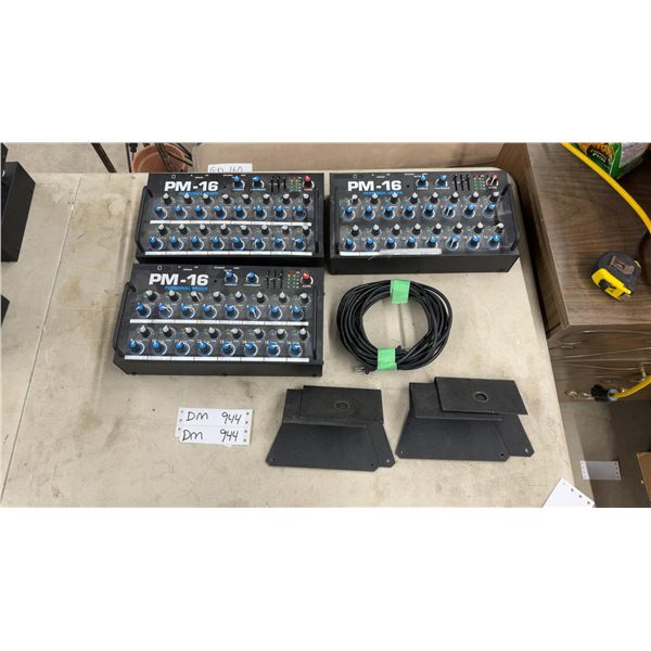 Elite Core PM-16 Personal Mixer Lot of Three with Mounting Brackets and Cable No Power Cable