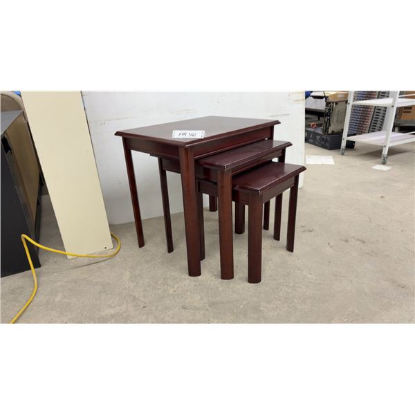 Set of Three Wood Nesting Tables, Largest 20 x 22 x 16"