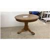 Image 2 : Round Pedestal Side Table with Carved Claw Feet 20 x 24" & Glider Folding Rocker