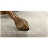 Image 4 : Round Pedestal Side Table with Carved Claw Feet 20 x 24" & Glider Folding Rocker