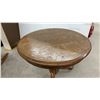 Image 6 : Round Pedestal Side Table with Carved Claw Feet 20 x 24" & Glider Folding Rocker