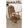 Image 7 : Round Pedestal Side Table with Carved Claw Feet 20 x 24" & Glider Folding Rocker