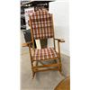 Image 8 : Round Pedestal Side Table with Carved Claw Feet 20 x 24" & Glider Folding Rocker