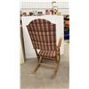 Image 9 : Round Pedestal Side Table with Carved Claw Feet 20 x 24" & Glider Folding Rocker