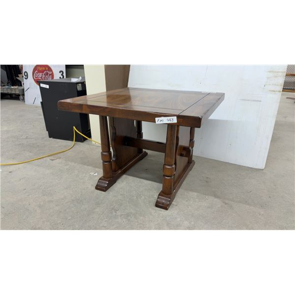 Rustic Pine End Table with Trestle Base by Victoriaville, 20 x 28 x 28"