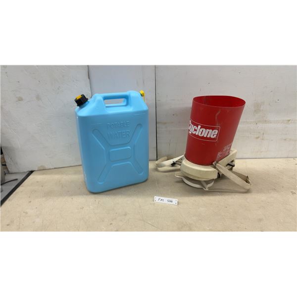 Scepter 5-Gallon Potable Water Container and Cyclone Hand-Crank Broadcast Spreader