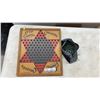 Image 1 : Hop Ching Checkers Wooden Game Board No. 2739 by J. Pressman & Co. with Marbles