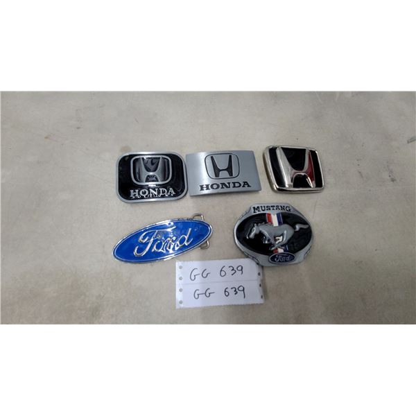 Ford and Honda Automotive Belt Buckles, Set of Five