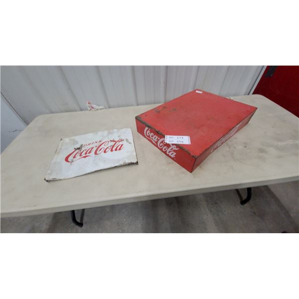 Vintage Coca-Cola Metal Signs,and Stand Lot of Two