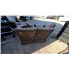 Image 6 : Wicker Patio Furniture Set with Gray Cushions and Floral Throw Pillows, Three Pieces