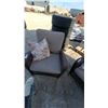 Image 8 : Wicker Patio Furniture Set with Gray Cushions and Floral Throw Pillows, Three Pieces