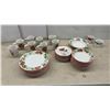 Image 1 : 34 Piecea, Kaf Holiday Stoneware Christmas Poinsettia Dinnerware Set with Mugs and Serving Pieces