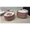 Image 2 : 34 Piecea, Kaf Holiday Stoneware Christmas Poinsettia Dinnerware Set with Mugs and Serving Pieces
