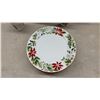 Image 7 : 34 Piecea, Kaf Holiday Stoneware Christmas Poinsettia Dinnerware Set with Mugs and Serving Pieces