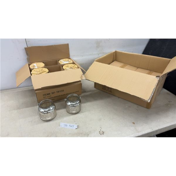 New Casadécor SF-1013S Ribbed Mercury Glass Tealight Holders with Wire Handles, 24 Pieces