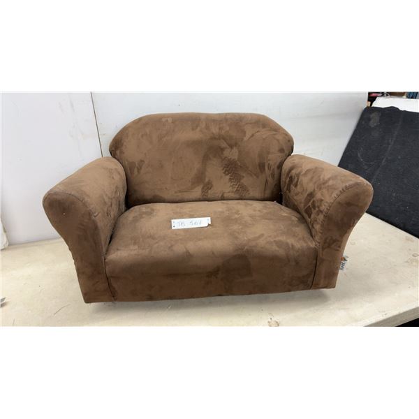 Keet Brown Microsuede Children's Sofa with Wooden Feet