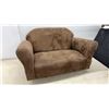 Image 6 : Keet Brown Microsuede Children's Sofa with Wooden Feet