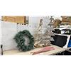 Image 1 : Rustic Wood Christmas Trees,Tallest 50", Faux Pine Wreath, and Decorative Candy Canes