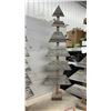 Image 6 : Rustic Wood Christmas Trees,Tallest 50", Faux Pine Wreath, and Decorative Candy Canes